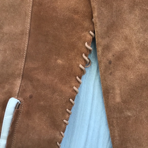 🤎 Zara Heeled Suede Lace Up Over Knee Boots Brown/Camel Hippie Boho Size 38 - Picture 17 of 17